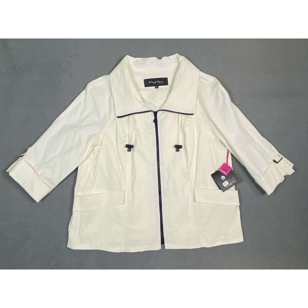 windridge cheryl nash Made In USA Women's XL White Jacket Full Zip 3/4 Sleeves